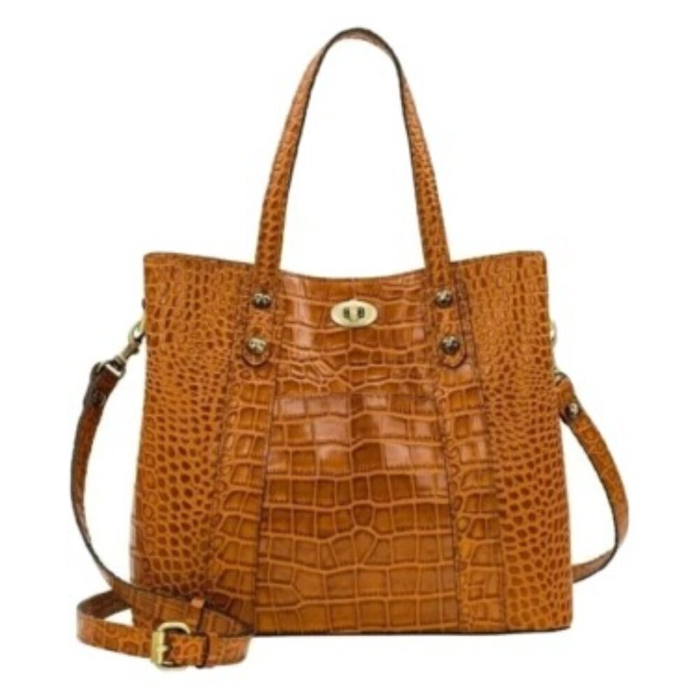 Patricia Nash Croc-Embossed Leather Tote in Cognac